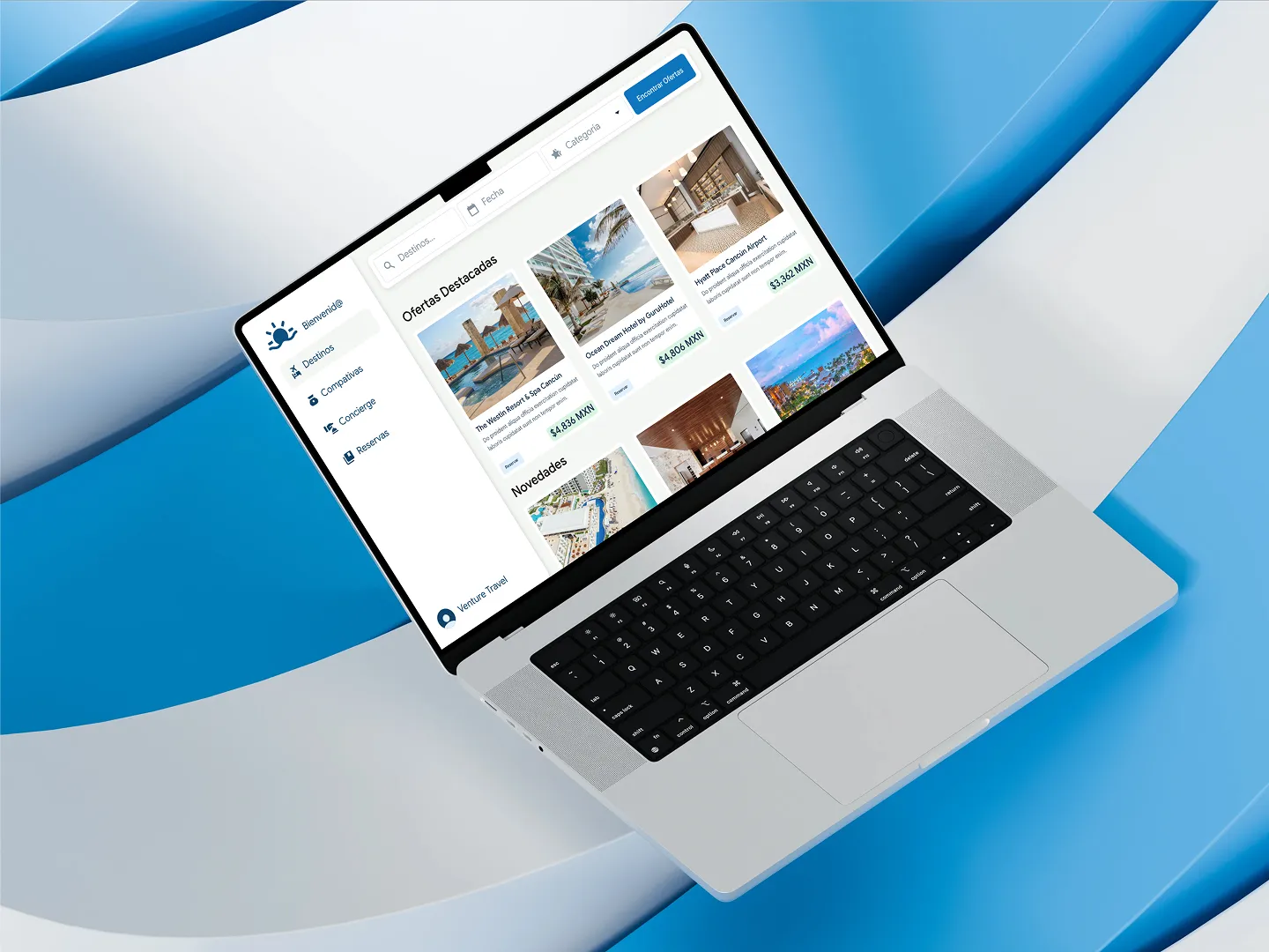 Un mockup de como luce la plataforma para agencias.
